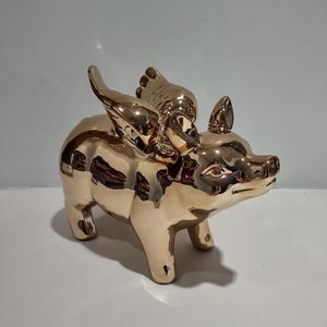 Gold Pig with Wings Decorative Figurine "When Pigs Fly"